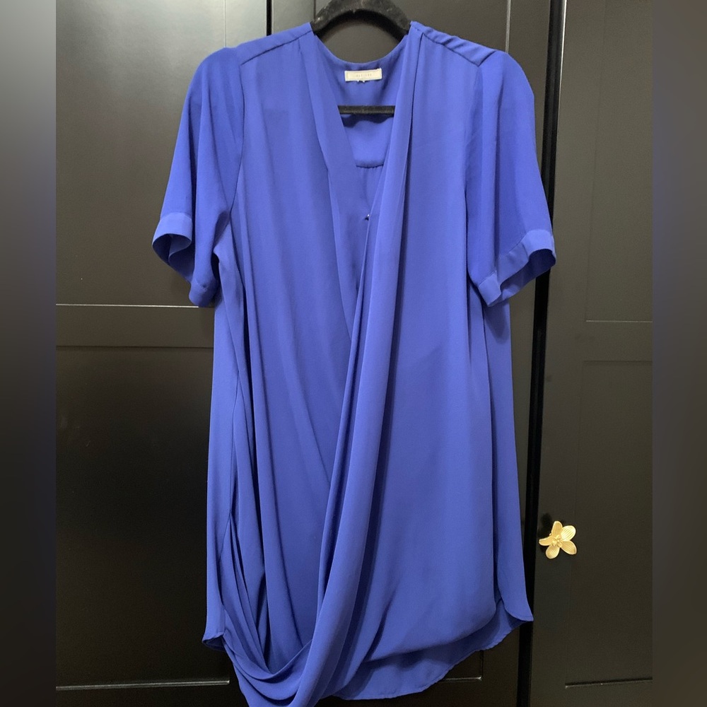 Pleione Royal Blue Drape Blouse, tunic, XL, evening glam, date night, classic